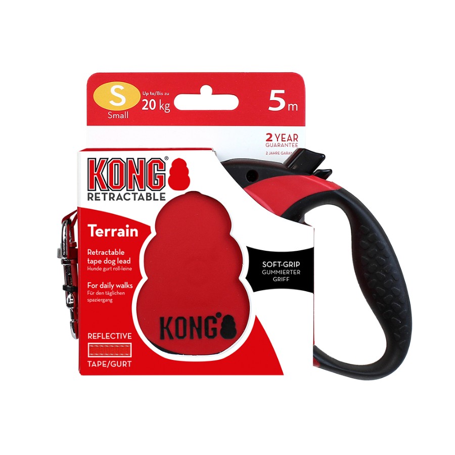 KONG CORREA RETRACTIL TERRAIN SMALL ROJA 20 KG