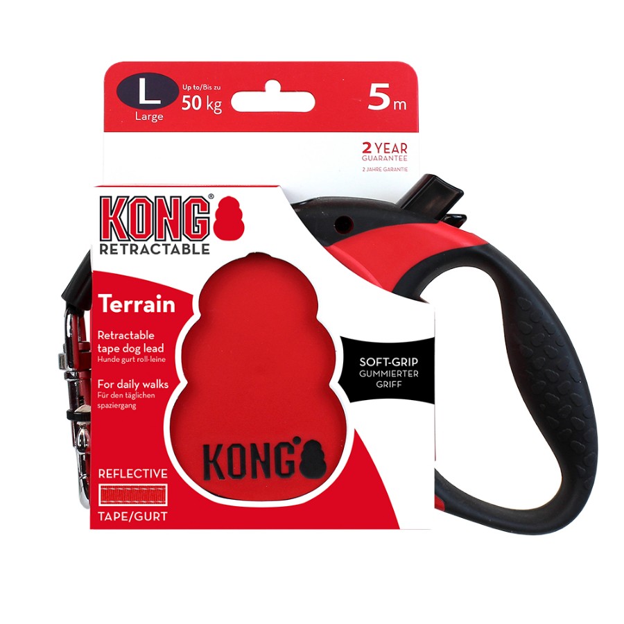 KONG CORREA RETRACTIL TERRAIN LARGE  ROJA 50 KG