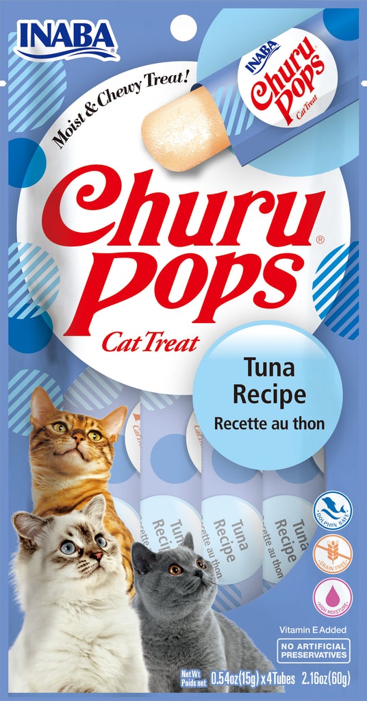 INABA CAT SNACK CHURU POPS 4 PIEZAS - TUNA - ATUN 60 GR