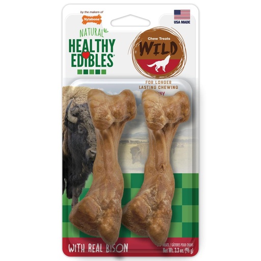 [NEB202TPP] Nylabone HE Dog Snack Wild Hueso Bisonte 2 Unds 96 Gr