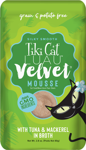 [48007 TIK] TIKI CAT LUAU VELVET MOUSSE - ATUN Y CABALLA EN CALDO - 80 GR  - POUCH