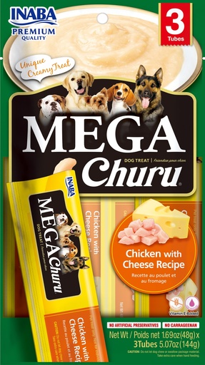 [USD621 IN] INABA DOG SNACK MEGA CHURU 3 PIEZAS - POLLO Y QUESO 144 GR