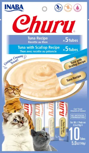 [USA611 IN] INABA CAT SNACK CHURU 10 PIEZAS - TUNA VARIETY 140 GR 