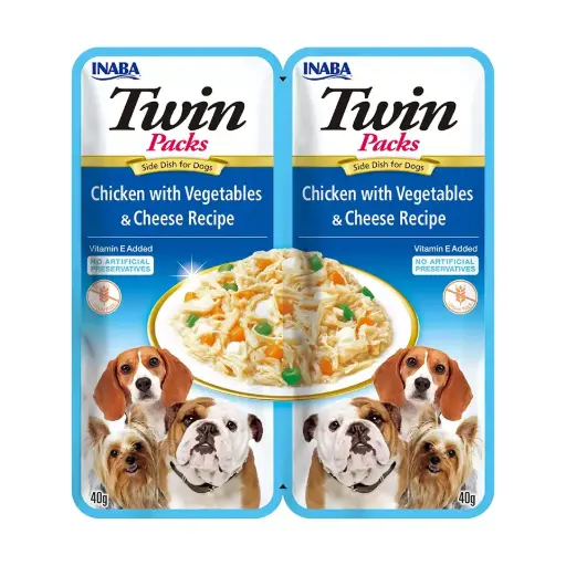 [USD803 IN] INABA DOG - TWIN PACKS CHICKEN WITH VEGETABLES & CHEESE RECIPE IN CHICKEN BROTH 80 gr