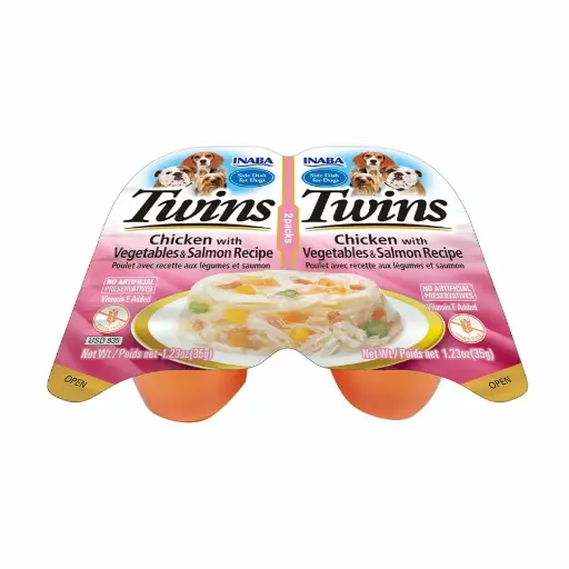 [USD835 IN] INABA DOG - TWINS CHICKEN WITH VEGETABLES & SALMON RECIPE 70 gr