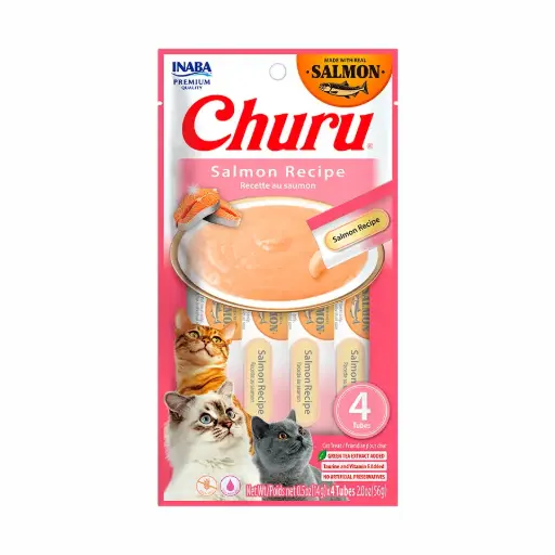 [USA677 IN] INABA CAT SNACK CHURU 4 PIEZAS - SALMON RECIPE 56 gr