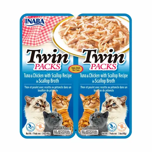 [USA803 IN] INABA CAT - TWIN PACKS TUNA & CHICKEN WITH SCALLOP RECIPE IN SCALLOP BROTH 80 gr