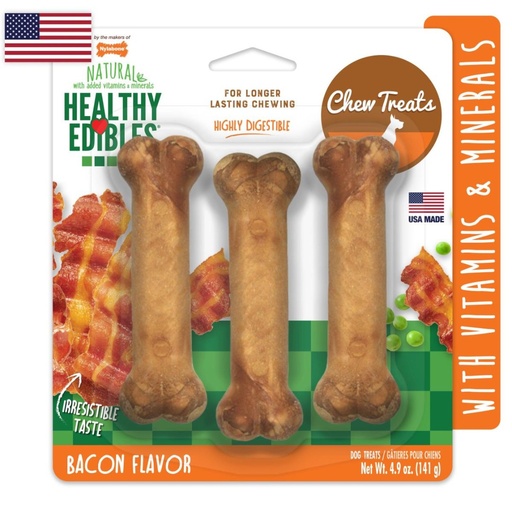 [PROMO NEB106P] PROMO FECHA CORTA ENE-06-27 Nylabone HE Dog Snack Bacon 3 Unds Regular 141 Gr 