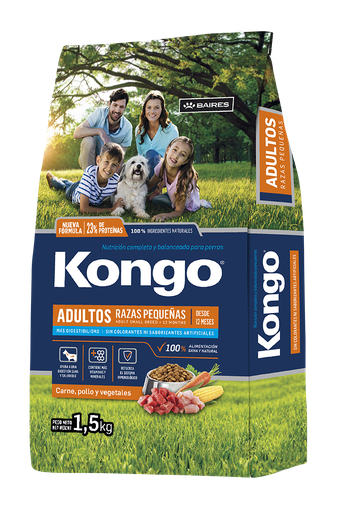 [PROMO 63410] PROMO CORTA FECHA ENE-22-27 KONGO PERROS RAZAS PEQUEÑAS BOLSA 1.5 Kg 