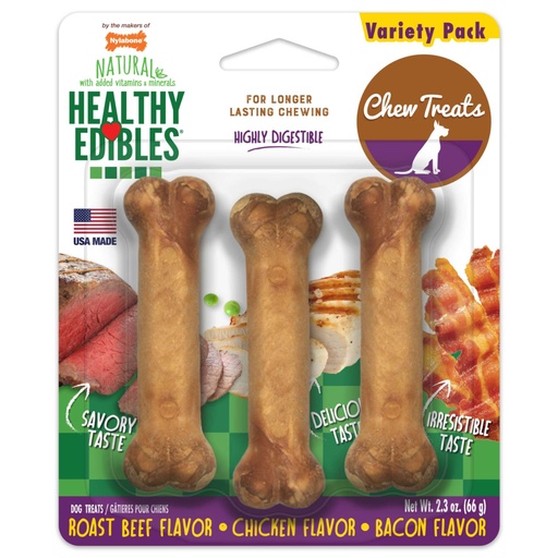 [NE101VPP] Nylabone HE Dog Snack Longer Lasting  Variety 3 Unds Petite 66 Gr