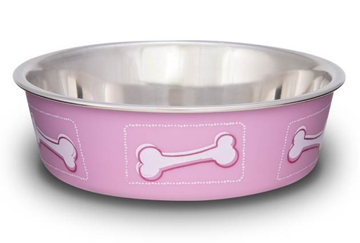 [7511 LV] LOVING PETS COMEDERO COASTAL HUESOS ROSADO MEDIUM