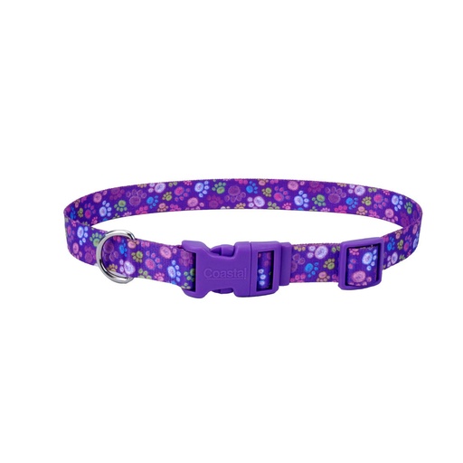 [6921 SPW26] COASTAL PERRO STYLES HUELLAS MORADO COLLAR LARGE 1"