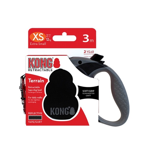 [KNG TRN XS BK] KONG CORREA RETRACTIL TERRAIN X-SMALL NEGRA 12 KG