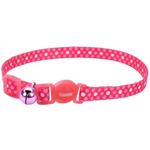 [6701 PDT12] COASTAL COLLAR GATO FASHION POLKA ROSADO