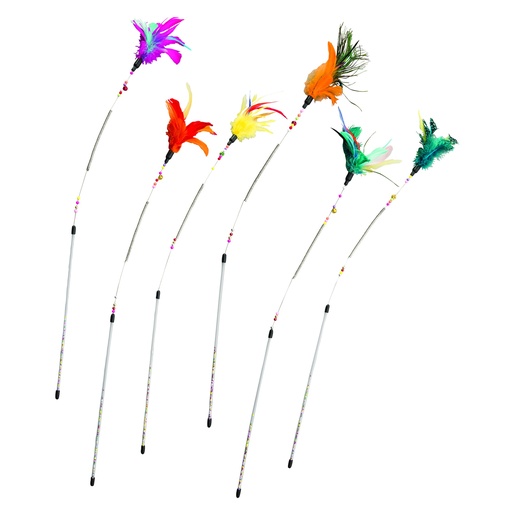 [52063AS ET] SPOT GATO JUGUETE VARA RESORTE PLUMAS 26" SURTIDA